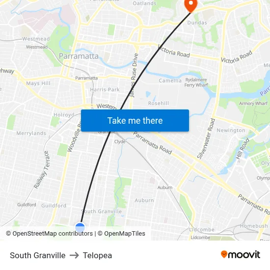 South Granville to Telopea map