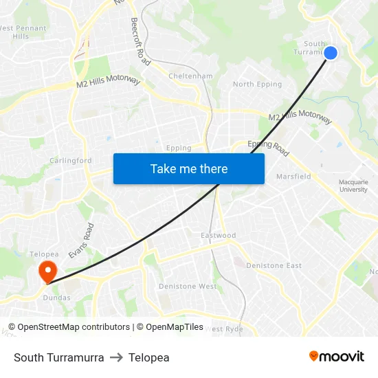 South Turramurra to Telopea map