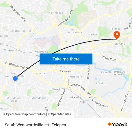 South Wentworthville to Telopea map
