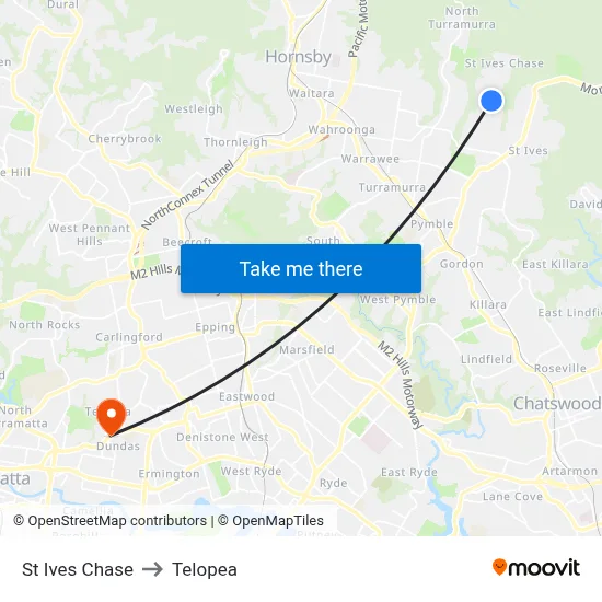 St Ives Chase to Telopea map