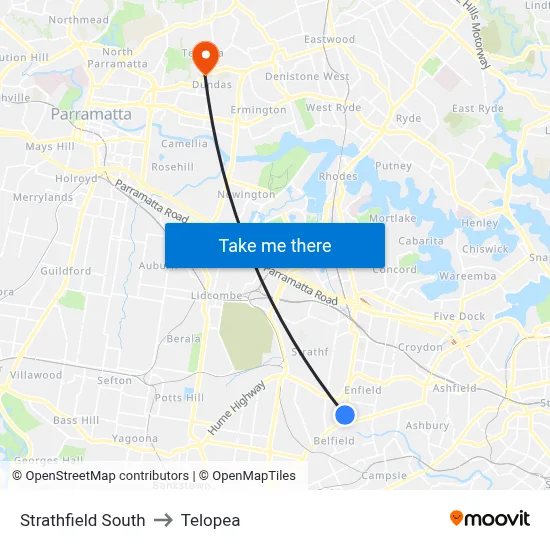 Strathfield South to Telopea map