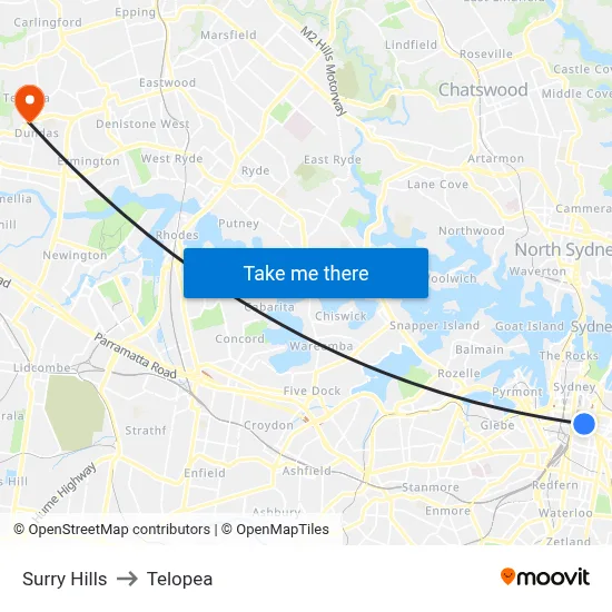 Surry Hills to Telopea map