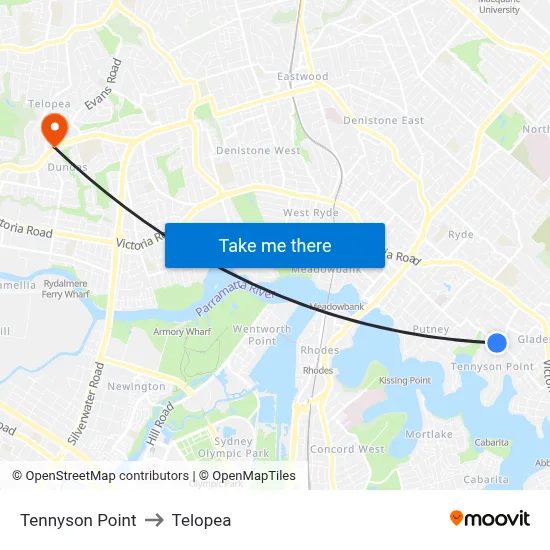 Tennyson Point to Telopea map