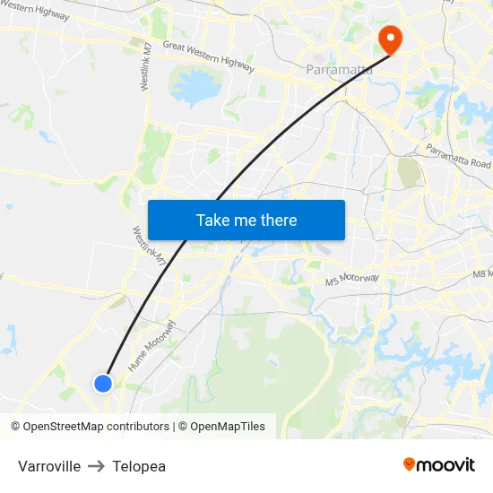 Varroville to Telopea map