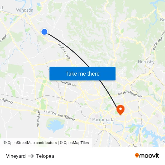 Vineyard to Telopea map