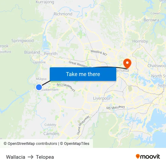 Wallacia to Telopea map