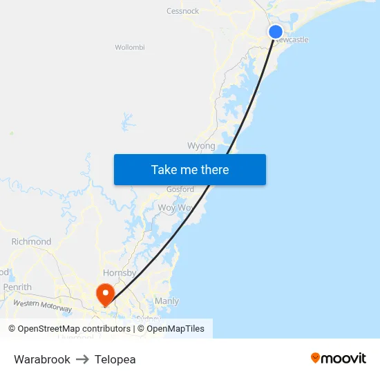 Warabrook to Telopea map