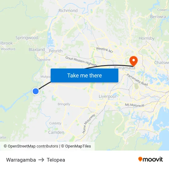 Warragamba to Telopea map