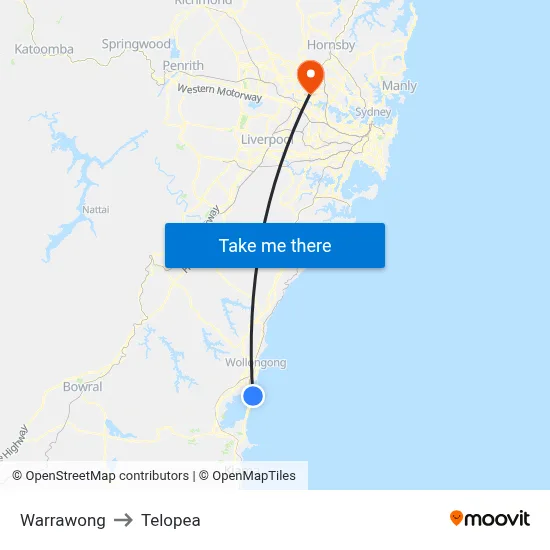Warrawong to Telopea map