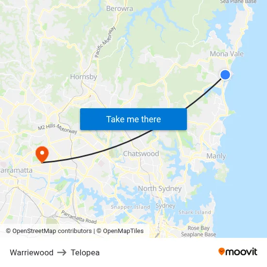 Warriewood to Telopea map
