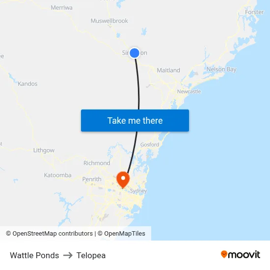 Wattle Ponds to Telopea map