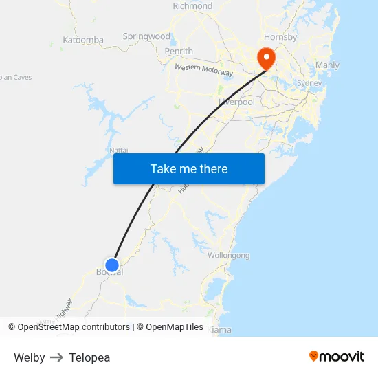 Welby to Telopea map