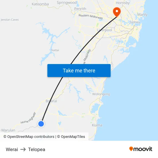 Werai to Telopea map