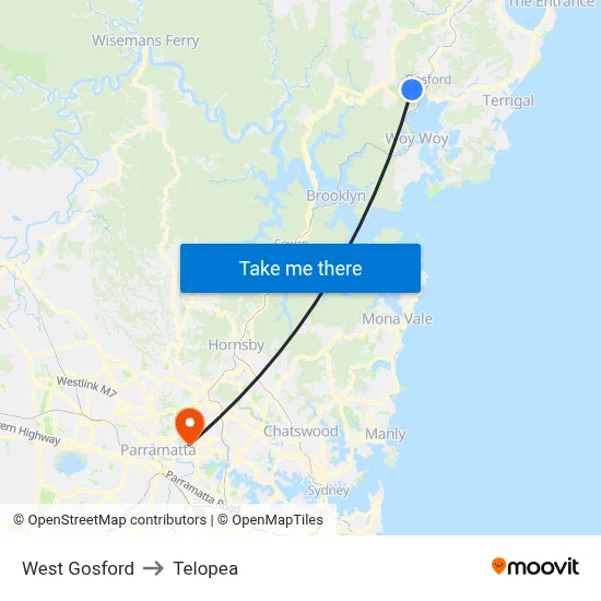West Gosford to Telopea map