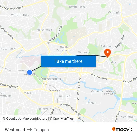 Westmead to Telopea map