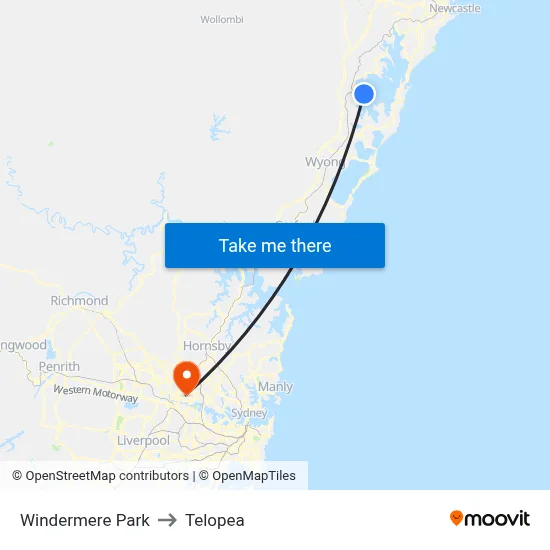 Windermere Park to Telopea map