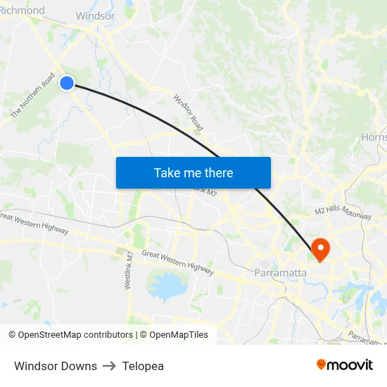Windsor Downs to Telopea map