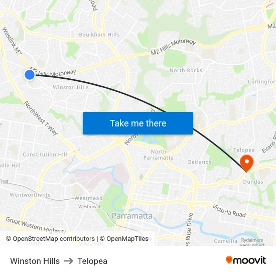 Winston Hills to Telopea map