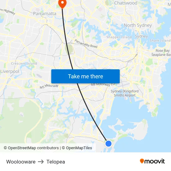 Woolooware to Telopea map