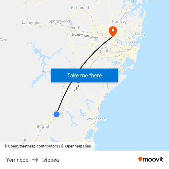 Yerrinbool to Telopea map