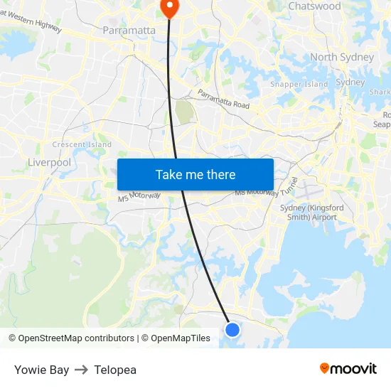 Yowie Bay to Telopea map