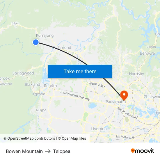 Bowen Mountain to Telopea map