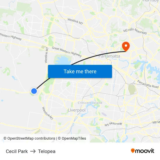 Cecil Park to Telopea map