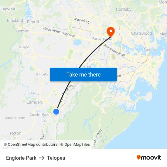 Englorie Park to Telopea map