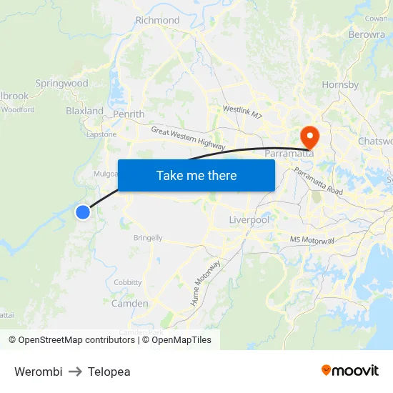 Werombi to Telopea map