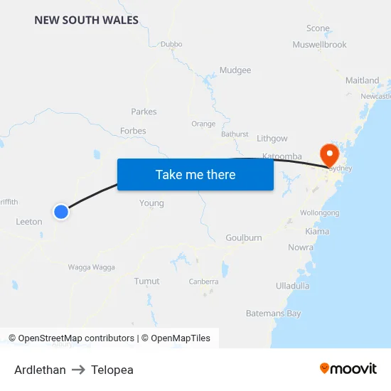 Ardlethan to Telopea map
