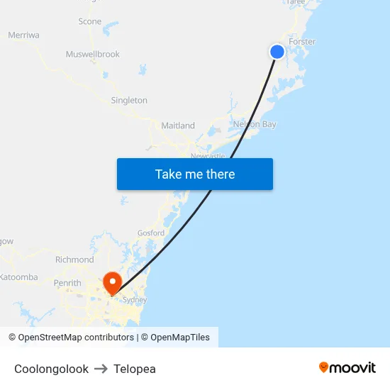 Coolongolook to Telopea map