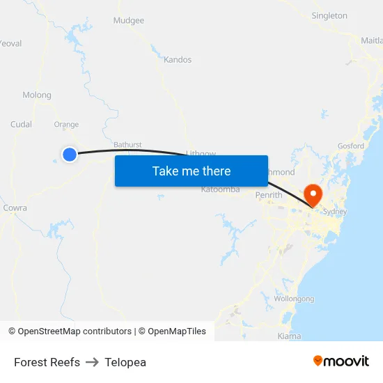 Forest Reefs to Telopea map