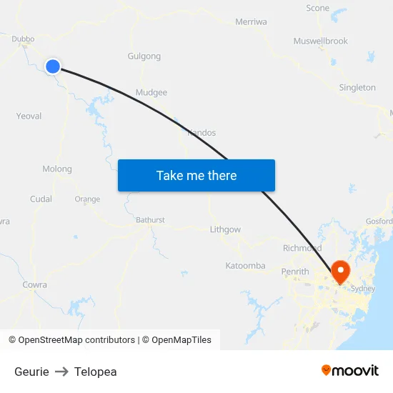 Geurie to Telopea map