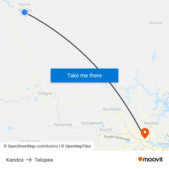 Kandos to Telopea map
