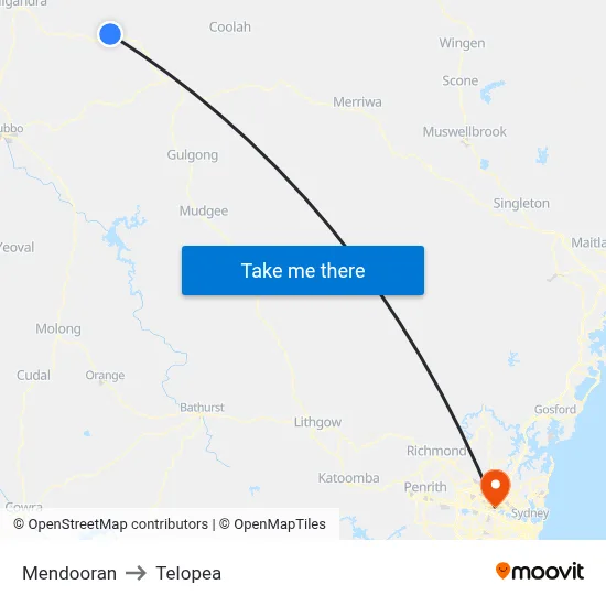 Mendooran to Telopea map