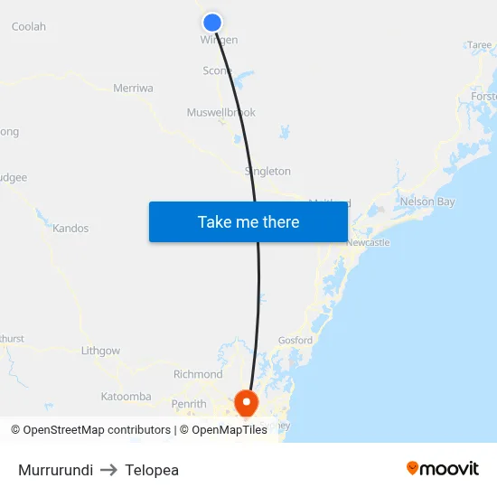 Murrurundi to Telopea map
