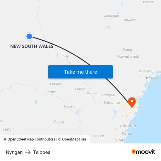 Nyngan to Telopea map