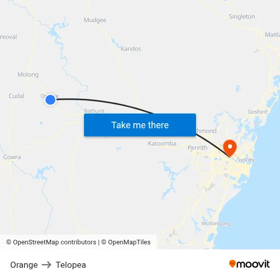 Orange to Telopea map