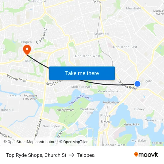 Top Ryde Shops, Church St to Telopea map