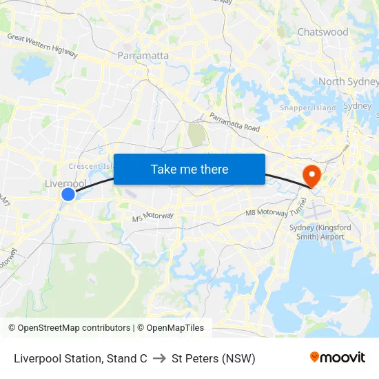 Liverpool Station, Stand C to St Peters (NSW) map
