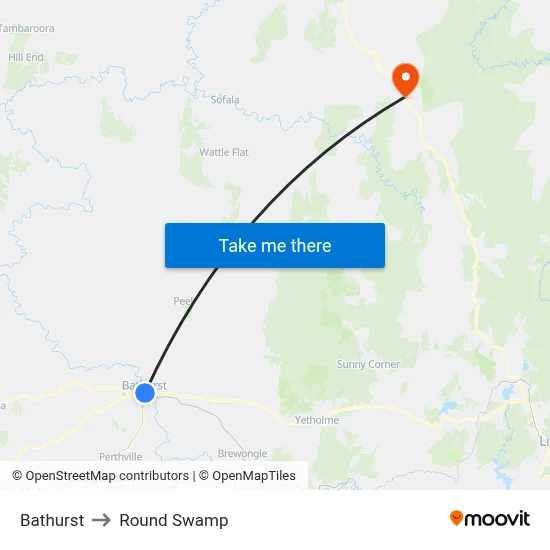 Bathurst to Round Swamp map