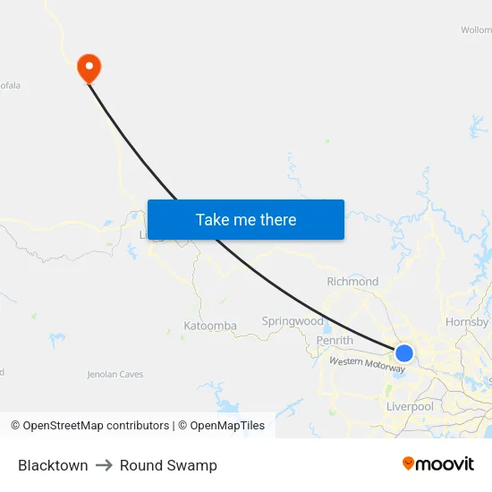 Blacktown to Round Swamp map