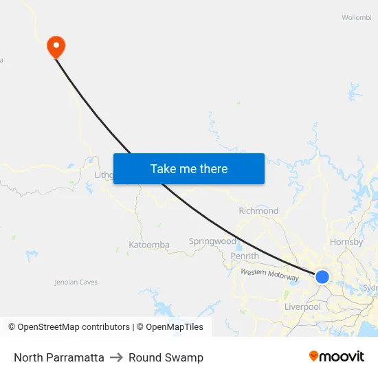 North Parramatta to Round Swamp map