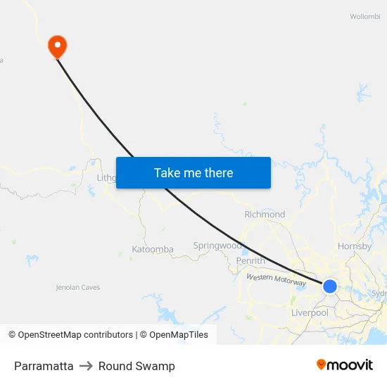 Parramatta to Round Swamp map