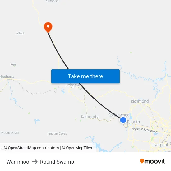 Warrimoo to Round Swamp map