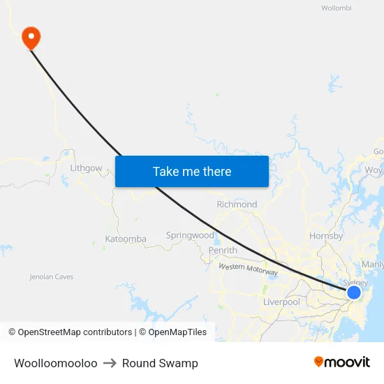 Woolloomooloo to Round Swamp map