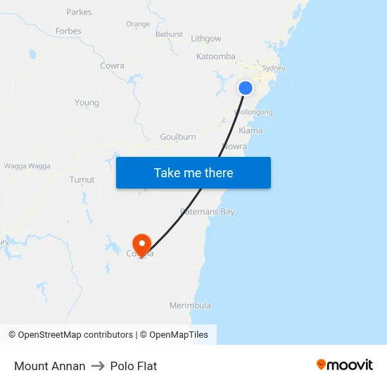 Mount Annan to Polo Flat map