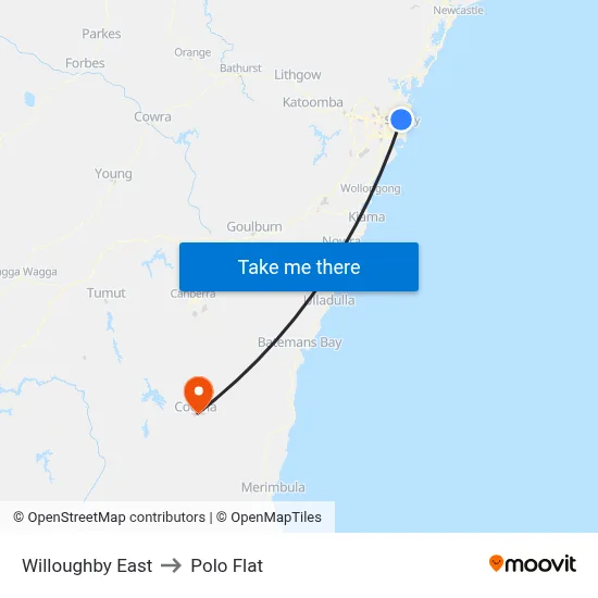 Willoughby East to Polo Flat map