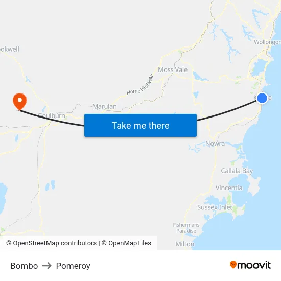Bombo to Pomeroy map