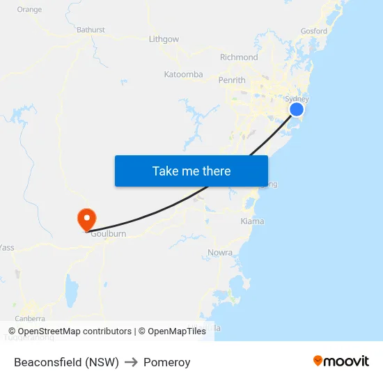 Beaconsfield (NSW) to Pomeroy map